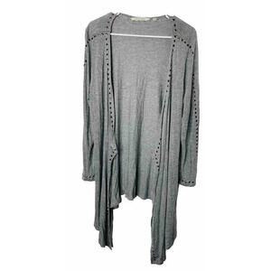 Soft Surroundings Waterfall Cardigan PL Studded Jersey Knit Stretch Viscose Gray